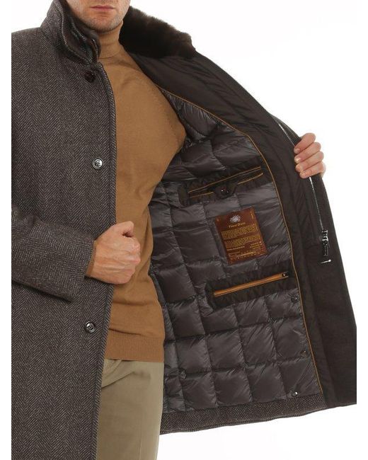 Moorer Brown High Collar Long Sleeve Down Coat for men