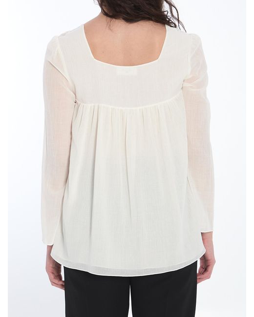 Céline White Long-Sleeved Shirt