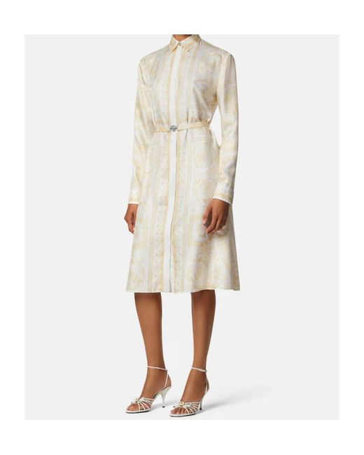 Versace Natural Belt Print Dress