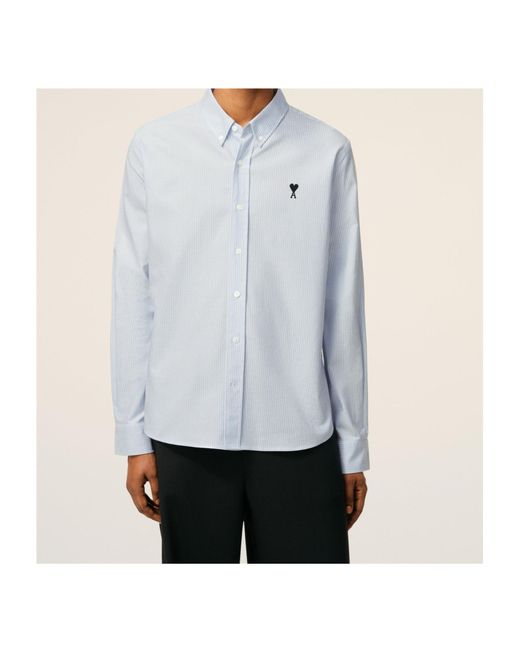 AMI White Stripe Cotton Adc Shirt for men