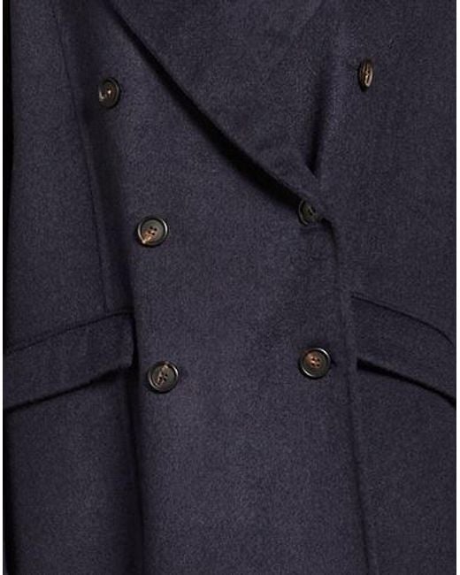 Brunello Cucinelli Blue Minimalist Doublebreasted Wool Coat