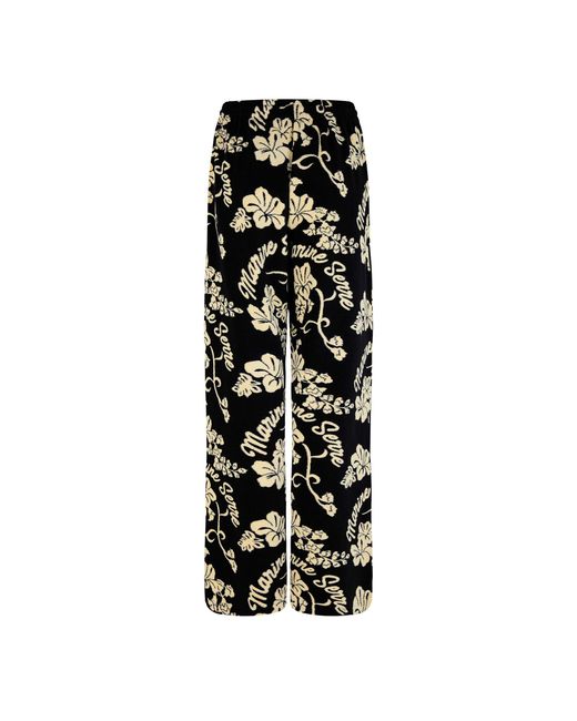 MARINE SERRE Black Printed Casual Pants