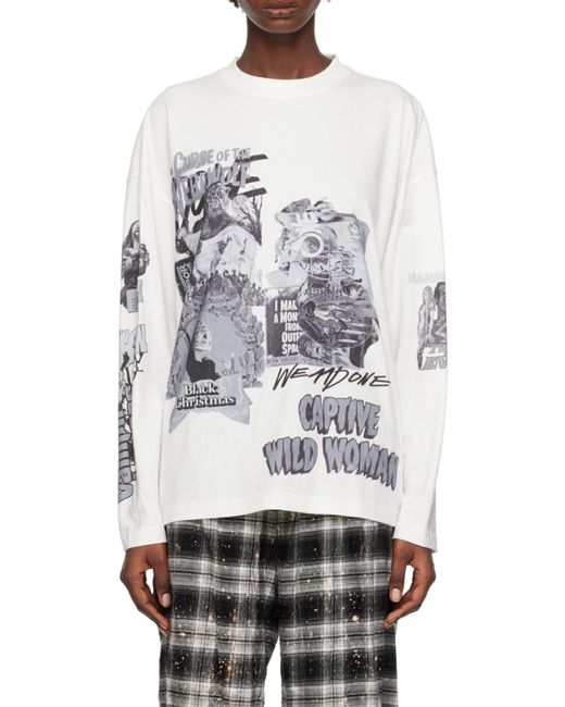 we11done White Printed Long-Sleeved T-Shirt for men