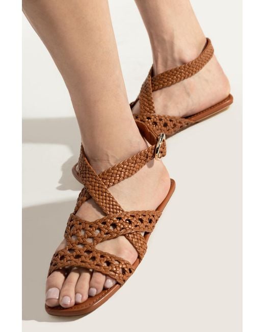 Stuart Weitzman Brown Knitted Flat Sandals