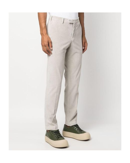 Pt Pantaloni White Corduroy Slim-Cut Trousers for men