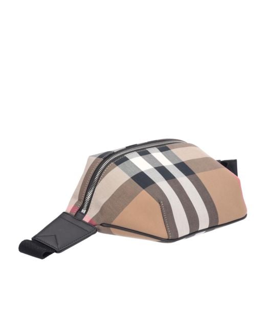 Burberry Gray Check Pattern Zipped Belt Bag for men