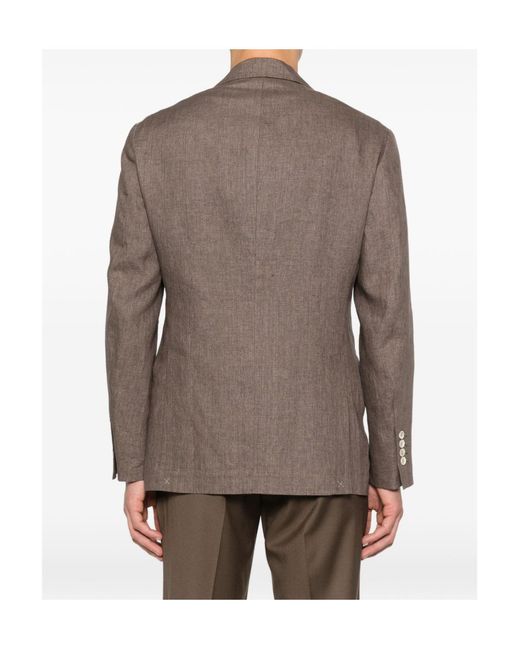 Brunello Cucinelli Brown Single-Breasted Long Sleeved Blazer for men