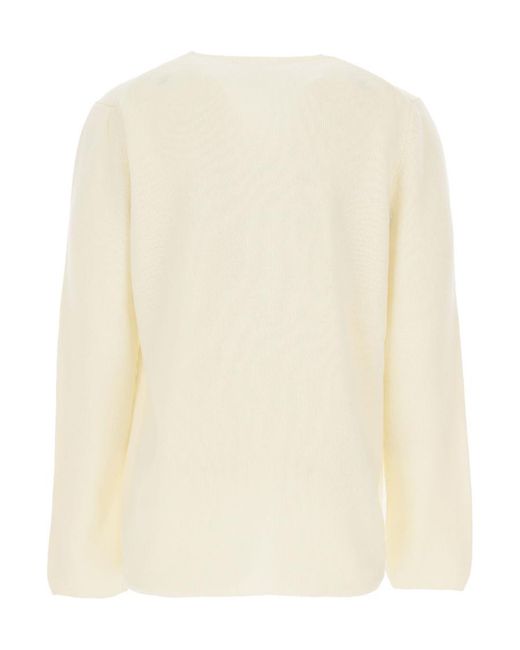 Comme des Garçons White Round-Neck Knitted Pullover for men