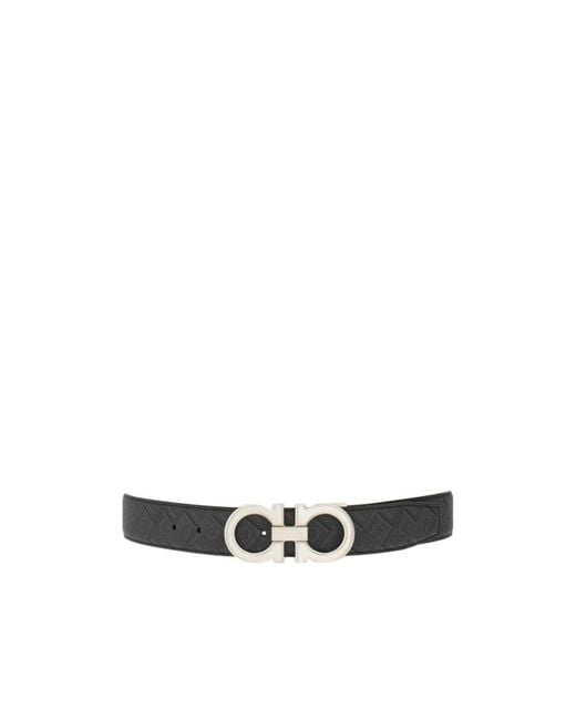 Ferragamo White Reversible And Adjustable Gancini Belt for men