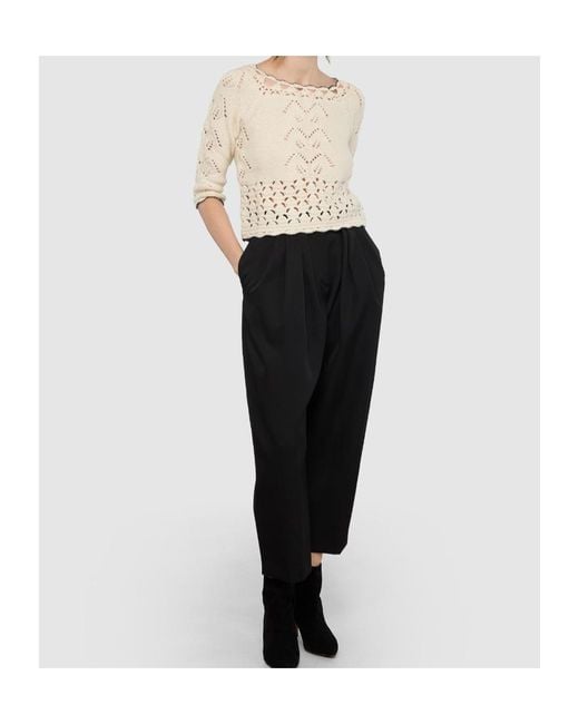 Isabel Marant White Cropped Boat-Neck Crochet Sweater