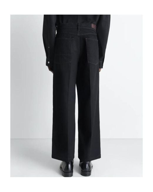 Lemaire Black Logo-Patch Wide-Leg Jeans for men