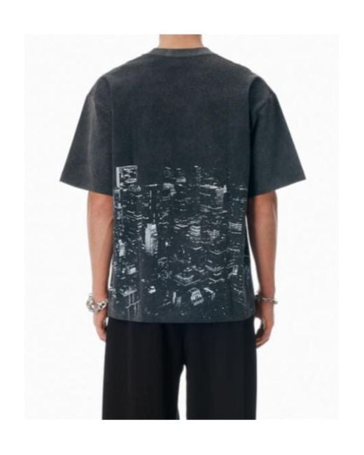 Alexander Wang Black New York Skyline Crystal-Rhinestone T-Shirt for men