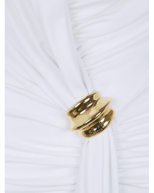 Elisabetta Franchi White Tone Hardware Maxi Dress