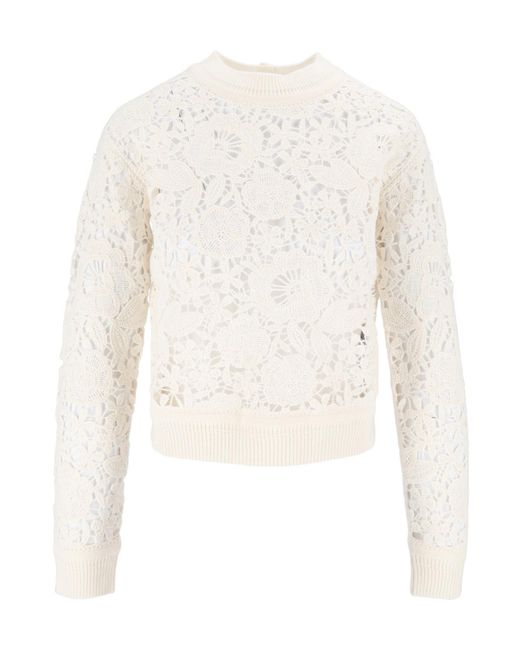 Ermanno Scervino White Floral-Lace Sweater