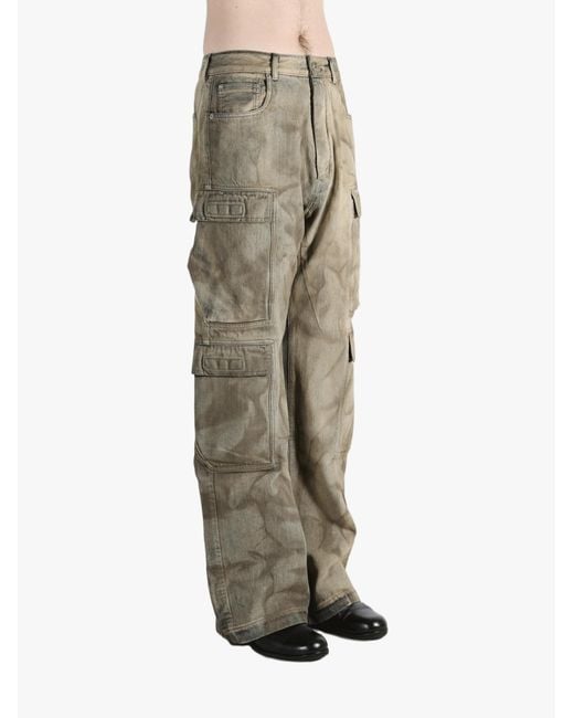 Rick Owens Gray Denim Double Cargo Jeans for men