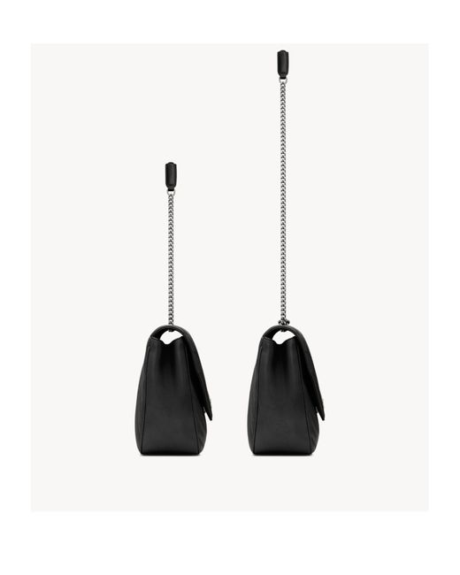 Saint Laurent Black Loulou Foldover Top Large Shoulder Bag