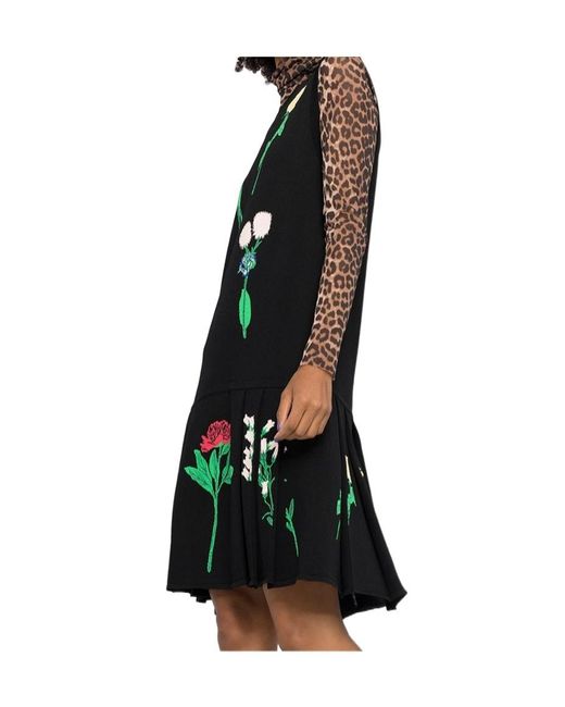 Moschino Black Inlaid Knitted Floral Dress