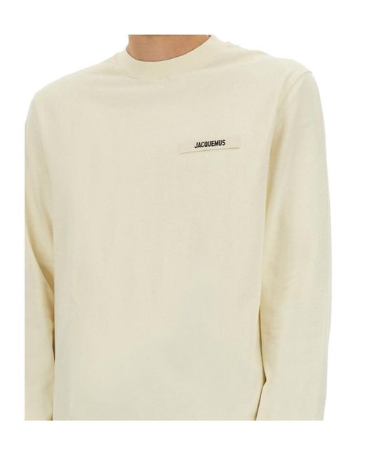 Jacquemus Natural Logo Patch Long Sleeved T-Shirt for men