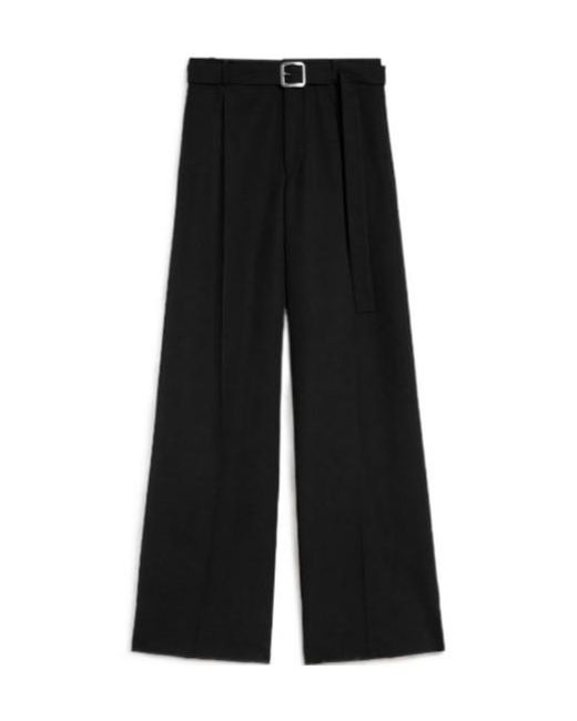 Jil Sander Black Gabardine Belted Trousers for men