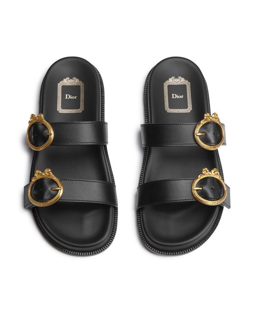 Dior Black Round-Toe Flat Sandals