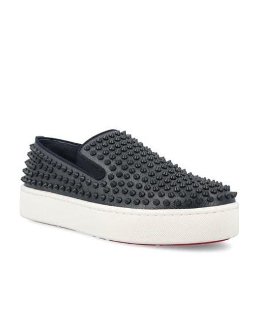 Christian Louboutin Black Spikeboat Slip-On Sneakers for men