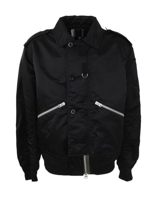 Sacai Black Collared Button-Up Jacket for men