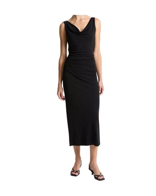 Vince Black Matte Jersey Cowl-Neck Tank Dress