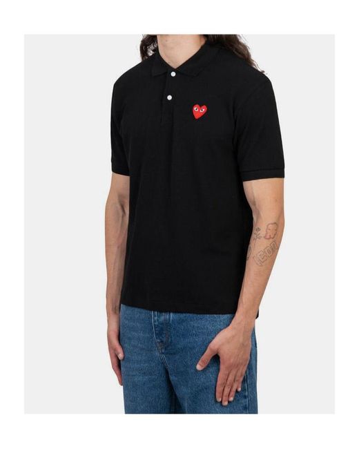 COMME DES GARÇONS PLAY Black Lapel Polo Shirt for men