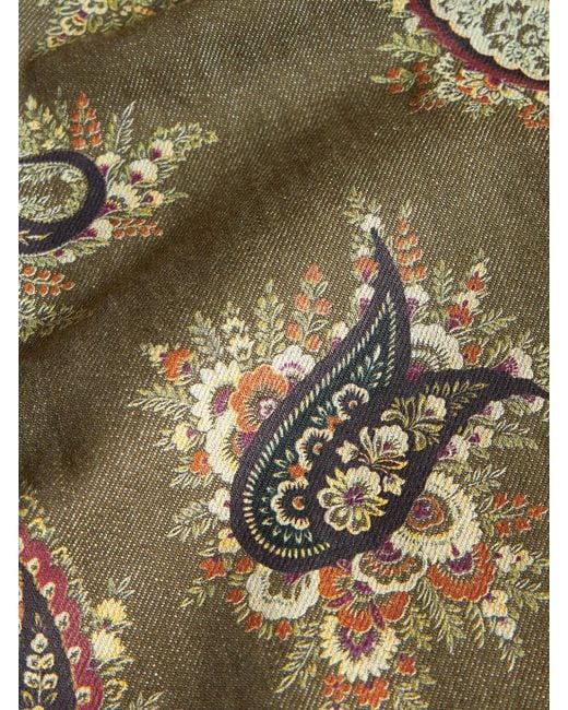 Etro Green Paisley Denim Overshirt for men