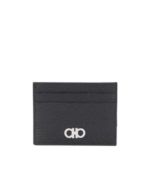 Ferragamo Black Two-Color Gancini Wallet for men