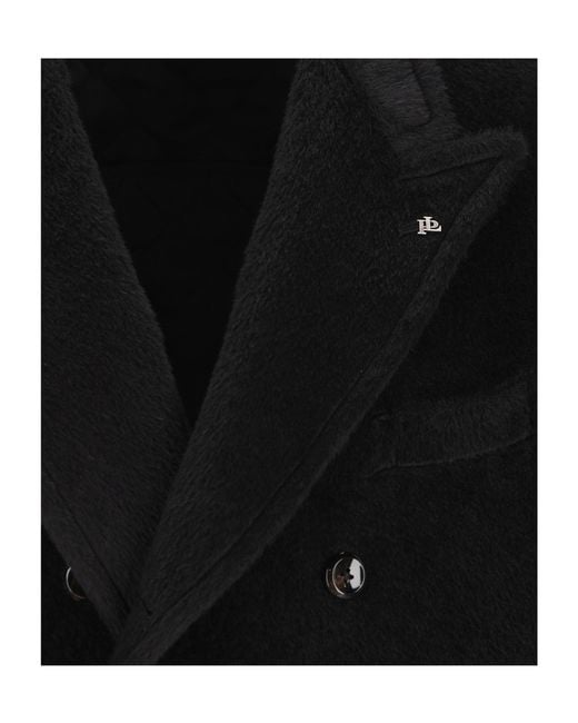 Tagliatore Black Double-Breasted Peaked-Lapel Coat for men