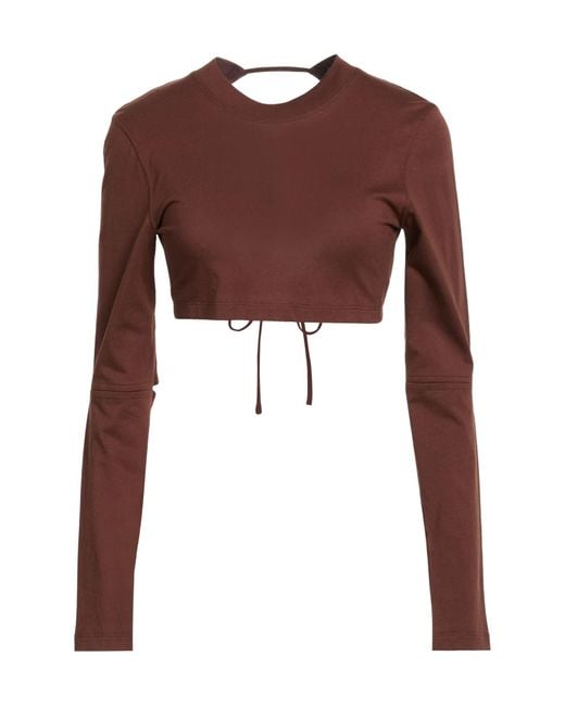 Jacquemus Brown Solid Color Crop Tops