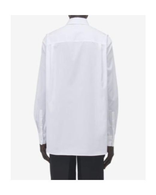 McQueen White Cross-Bar Chain Curved Hem Shirt for men