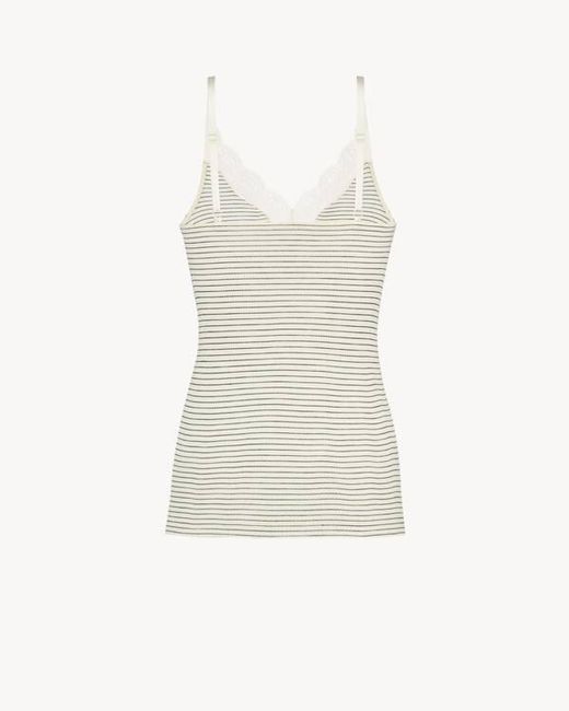 Saint Laurent White Laced Tank Top