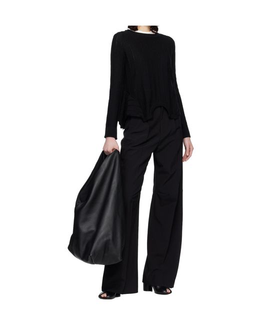 MM6 by Maison Margiela Black Ribbed Crewneck Sweater