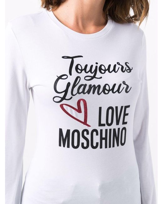 Moschino White Longsleeved Logo-Print Top
