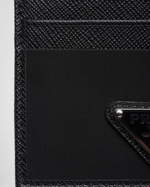 Prada Black Logo Plaque Slit Detailed Card Holder for men