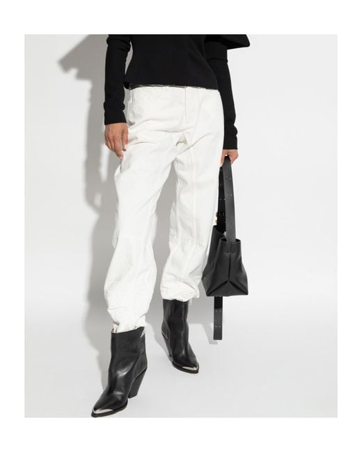 Jil Sander White Logo Patch Straight-Leg Trousers