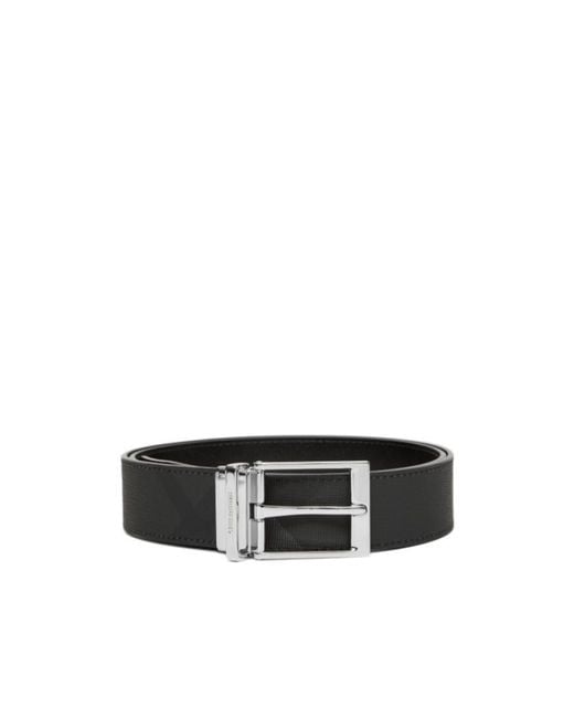 Burberry White Logo Engraved Reversible Buckle Belt for men