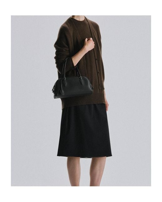 The Row Black Small India Grained-Leather Tote Bag