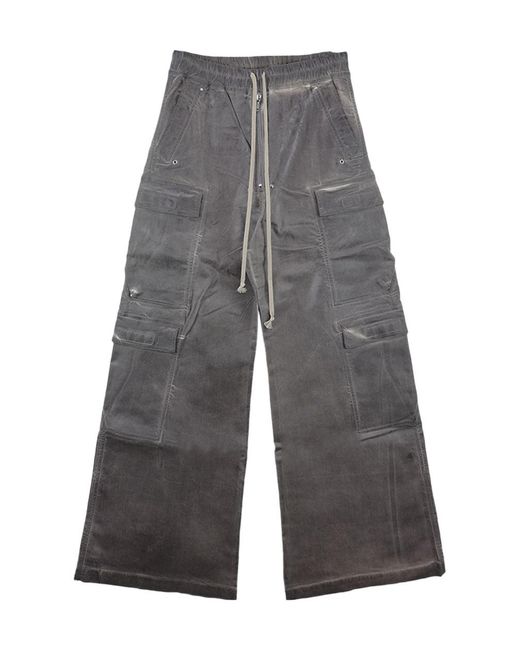 Rick Owens Gray Double Cargo Jumbo Drawstring Pants for men