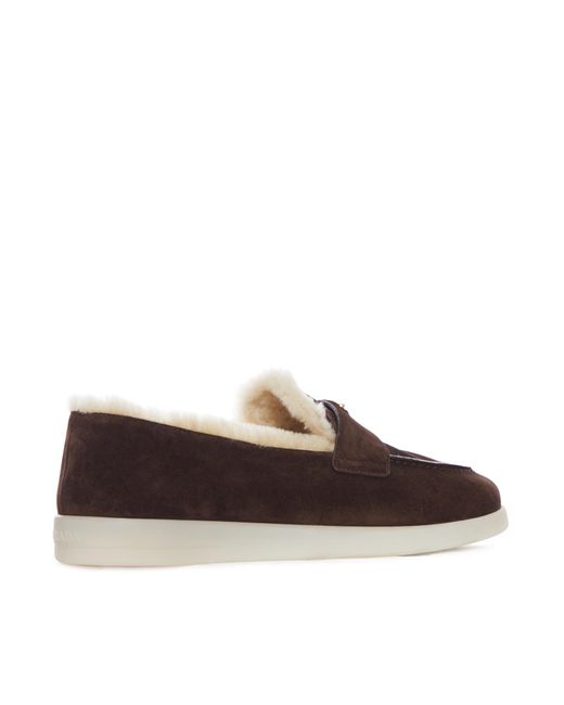 Prada Brown Logo Plaque Slip-On Loafers for men