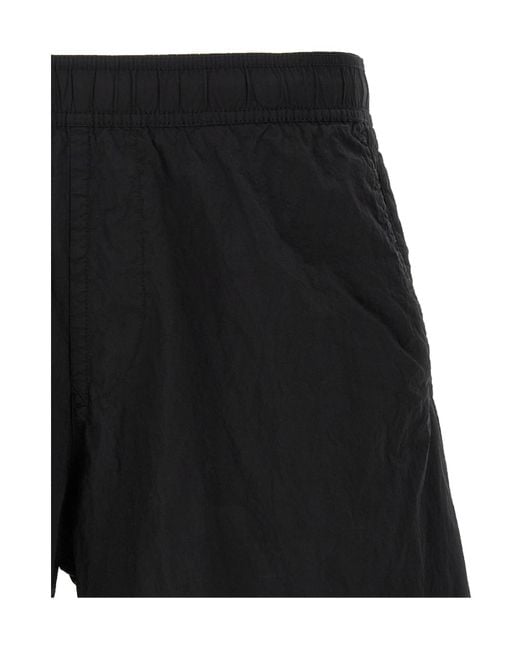 Stone Island Black Logo Patch Swim Shorts for men