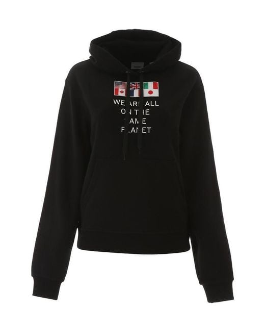 Burberry Black Flag Appliqué Hoodie