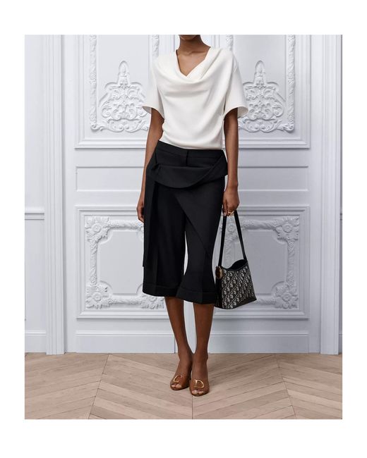 Dior White Short-Sleeved Draped Blouse