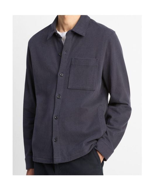 Vince Blue Sueded Cotton Overshirt Jacket for men