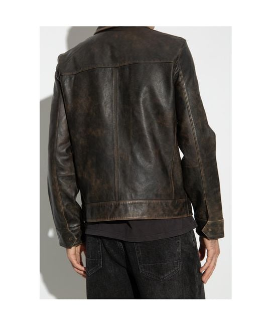 AllSaints Black Leather Jacket Alkan for men
