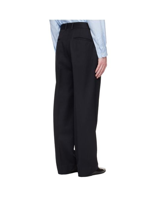 Ssstein Black Wool Straight Leg Casual Pants for men