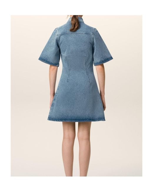 AMI Blue Ami Short Sleeve Shirt Dress