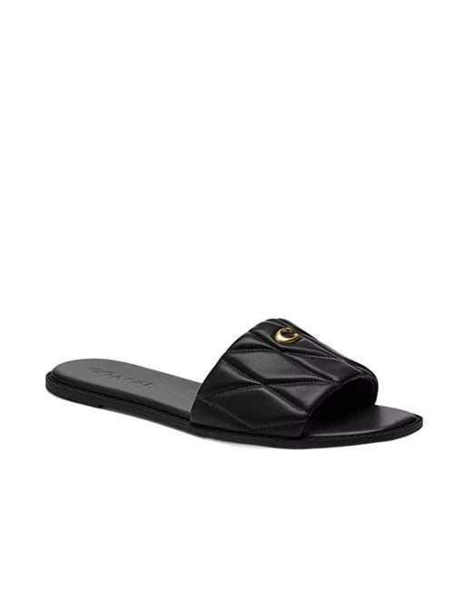 COACH Black Holly Quilted Logo Sandals